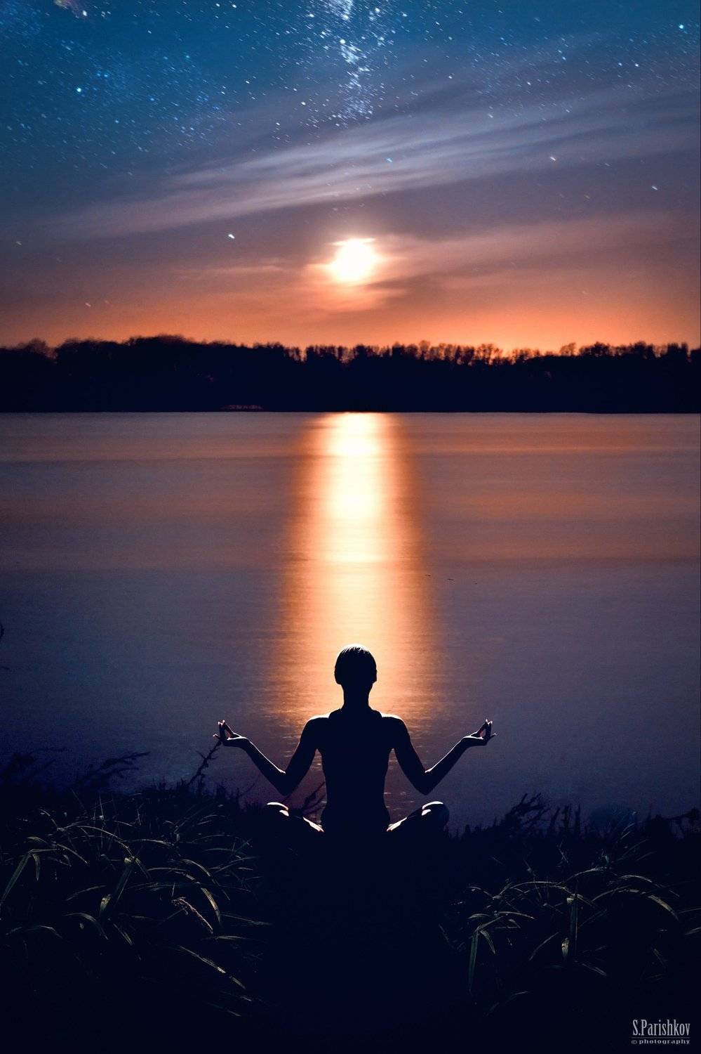 Lake, Meditacion, Moon, Night, Parishkov, Road, Scy, Stars, Дорога, Звезды, Луна, Медитация, Небо, Ночь, Озеро, Парышков, Парышков Сергей