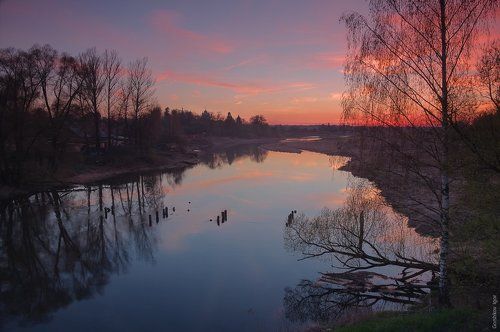 Апрельский закат на Москва реке