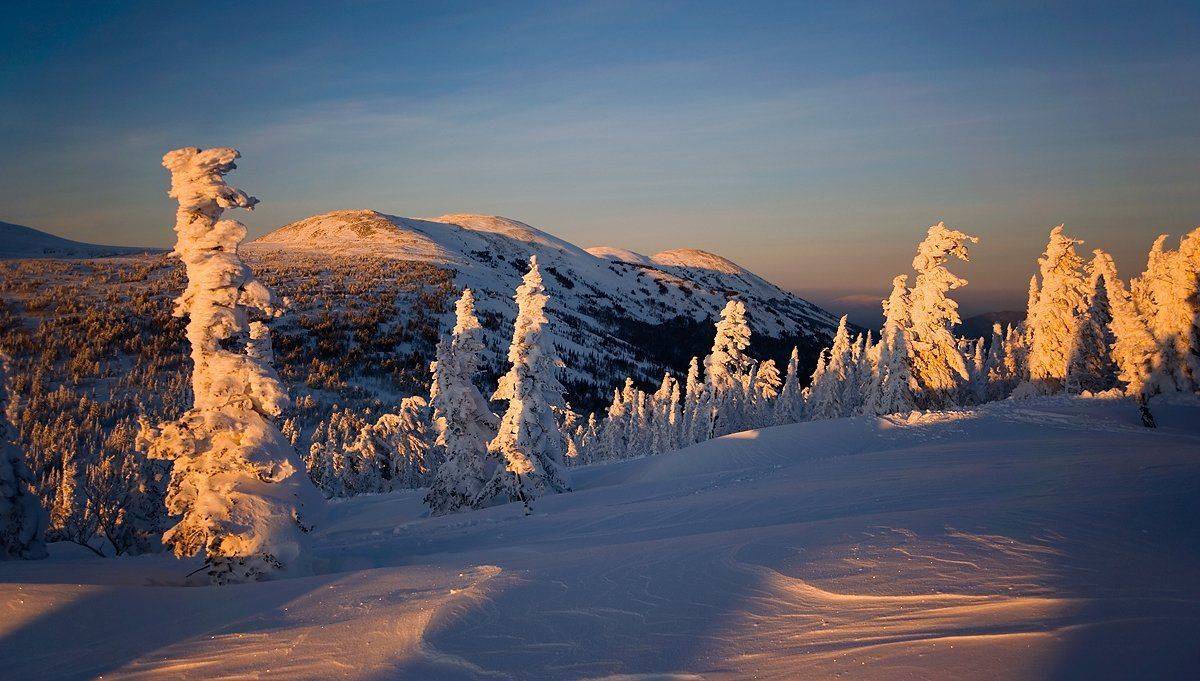 зима, вечер, закат, мороз, шерегеш, горная шория, Валерий Пешков
