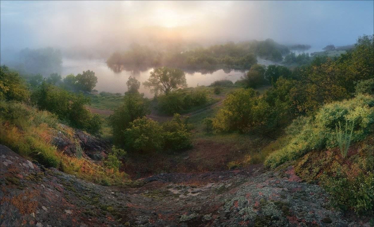 Бужские пейзажи, Рассвет, Река, Туман, Утро, Южный Буг, Станислав Саламанов