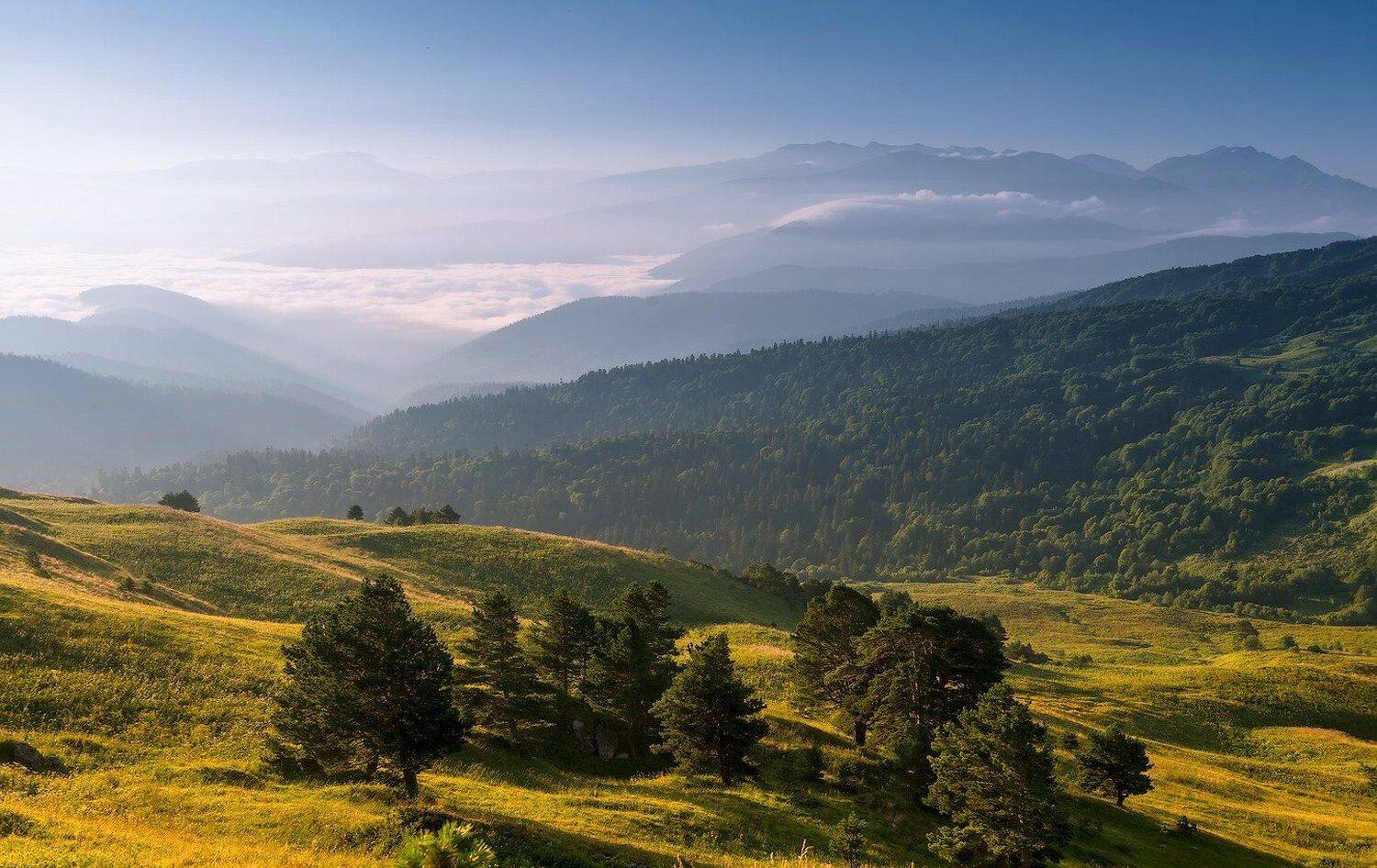 Горы, Лаго - наки. плато, Природа, Рассвет, Олег