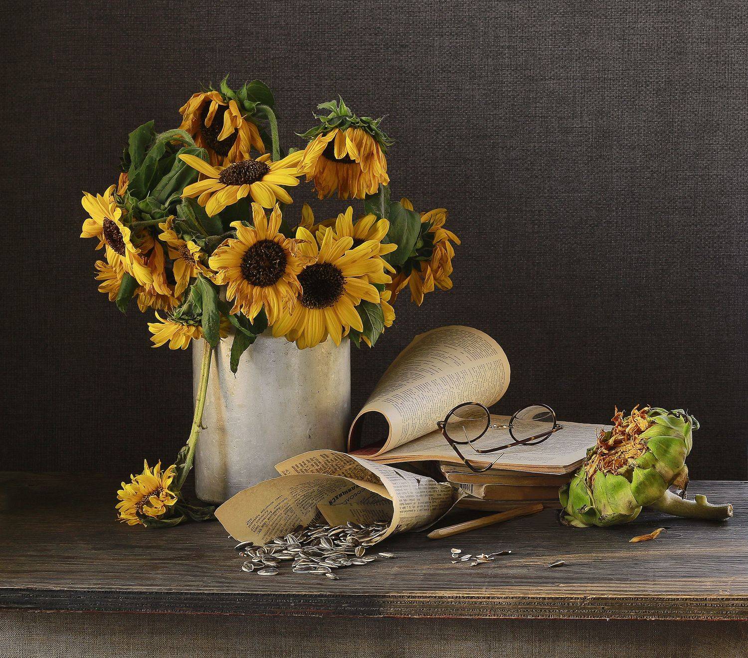 натюрморт, фотонатюрморт, осень, семечки, очки,  подсолнухи, наталья казанцева, Наталья Казанцева