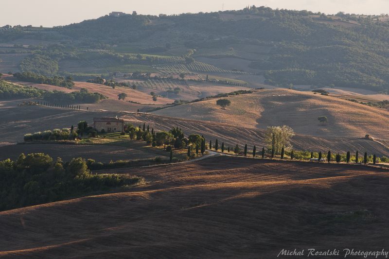 valley, ,tuscany, ,shadows, ,hills, ,light, ,sunset, ,summer, ,season, ,trees, ,cypress, ,house, , Val\'d Orcia in the setting sun фото превью