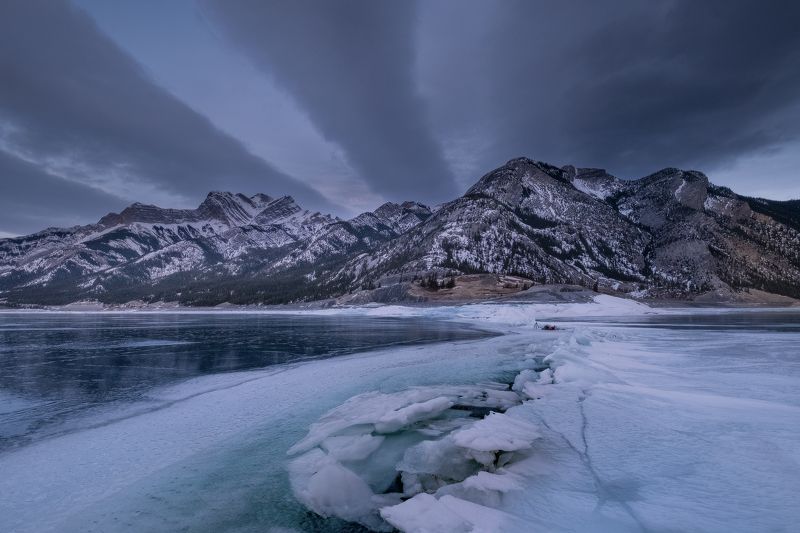 abraham, lake, rockies, sunrise ЛЕД И НЕБО фото превью