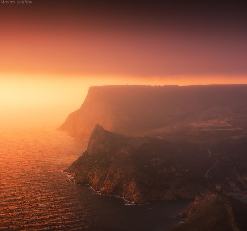 балаклава, крым, море, скалы, горы, волны, закат, небо Провожая день фото превью