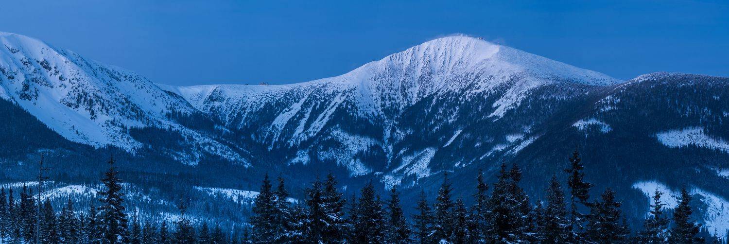snezka,krkonose,karkonosze,mountains,snow,zima,winter,cold,blue hour,czechia,czech republic,panorama,panoramic, Slavom&iacute;r Gajdo&scaron;