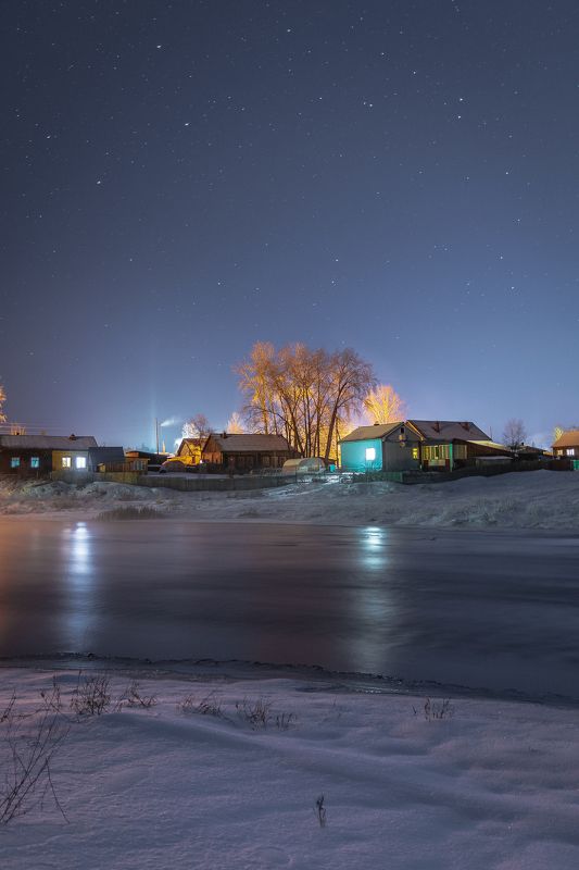 Вечер на брегу реки. фото превью