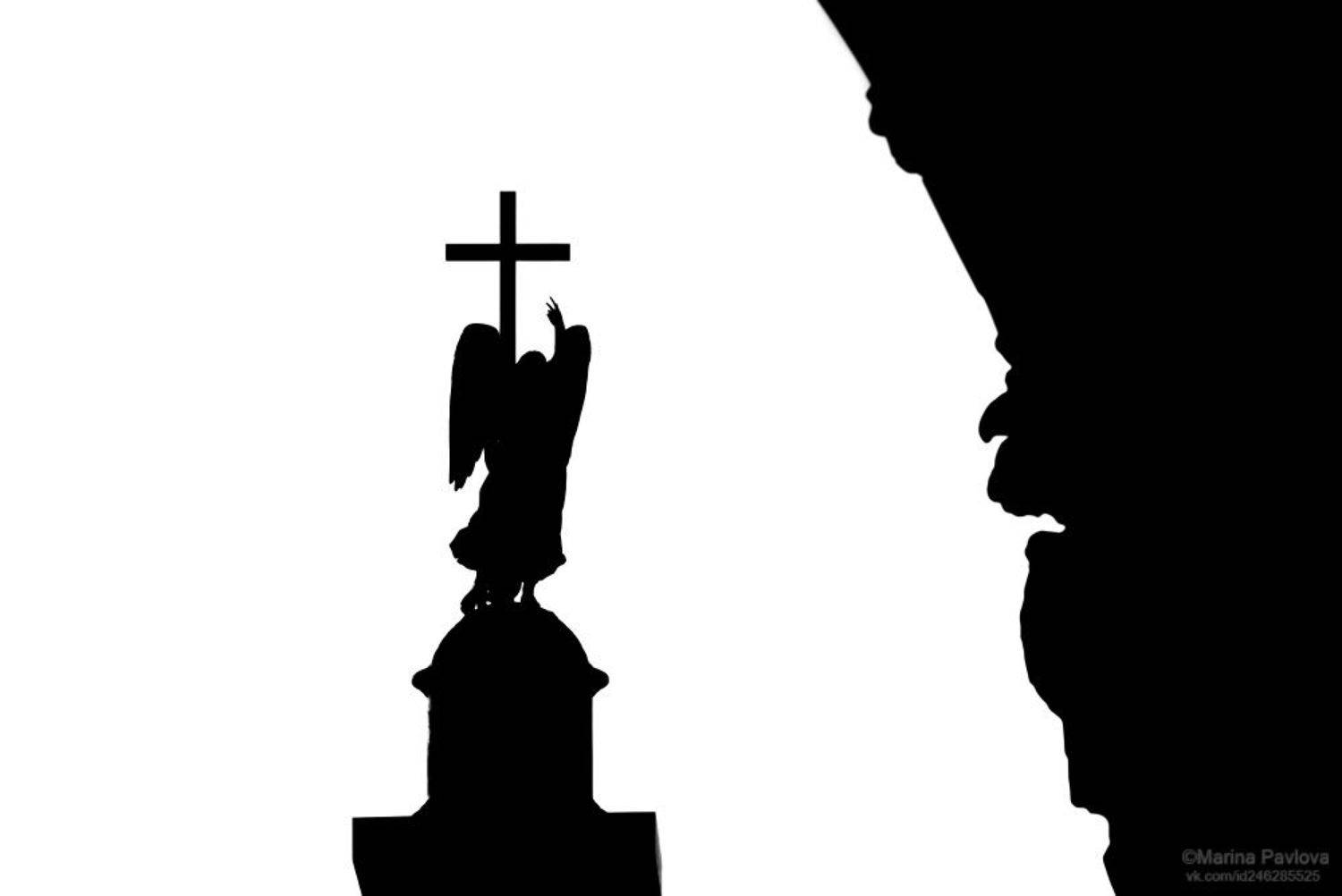 чёрно -белое фото, ч.б фото, монохром, силуэты, лаконичный петербург, мистический петербург, александровская колонна, ангел, минимализм, концептуальное фото, парейдолия, nikon, Павлова Марина
