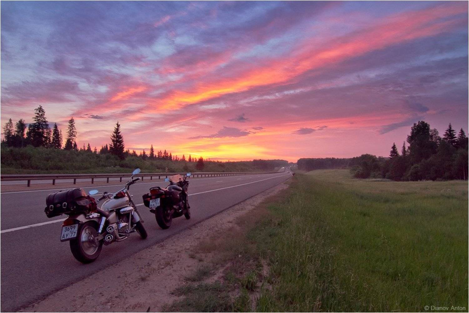 Honda Magna 250, Kawasaki GPZ 1100, Рассвет, Фото на мотоцикле, Дианов Антон