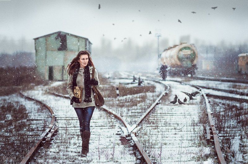 Bible, Girl, Nikon 85mm f/1.8g, Nikon d7000, Railroad, Библия, Девушка, Путь, Рельсы Holy way фото превью