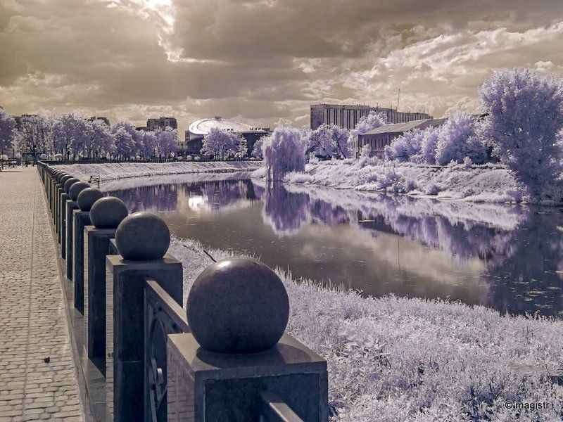 ИК фото, Инфракрасная съемка, Лето, Набережная, Харьков ИК набережная фото превью