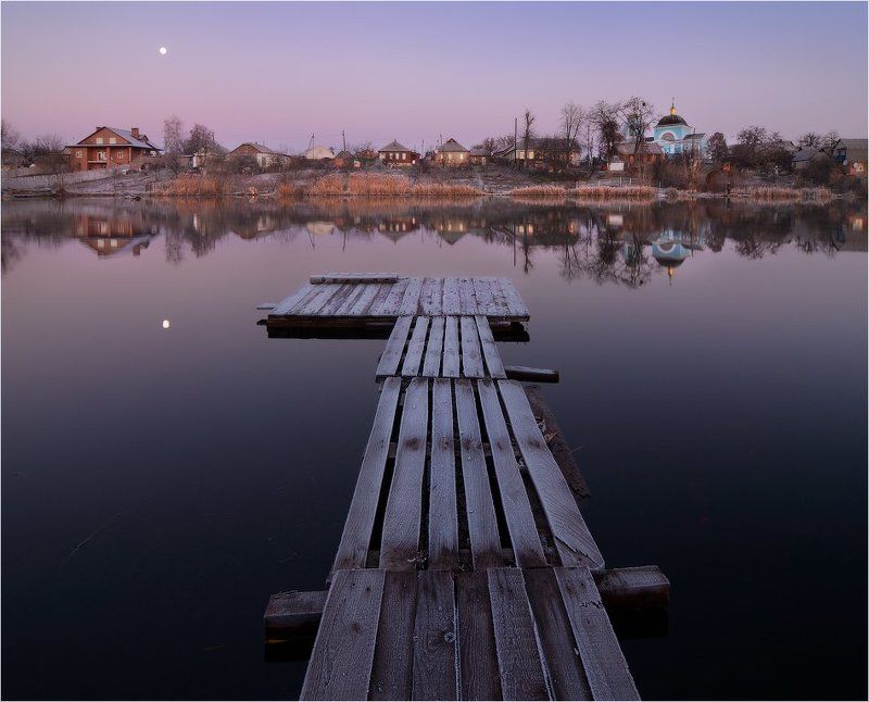 Заморозок, Луна, Ноябрь, Рассвет, Утро Ноябрьское утро фото превью