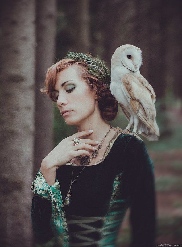 Bird, Forest, Girl, Nature, Nikon, Nikon d 800, Owl, Девушка, Лес, Портрет, Птица, Сова Owl фото превью