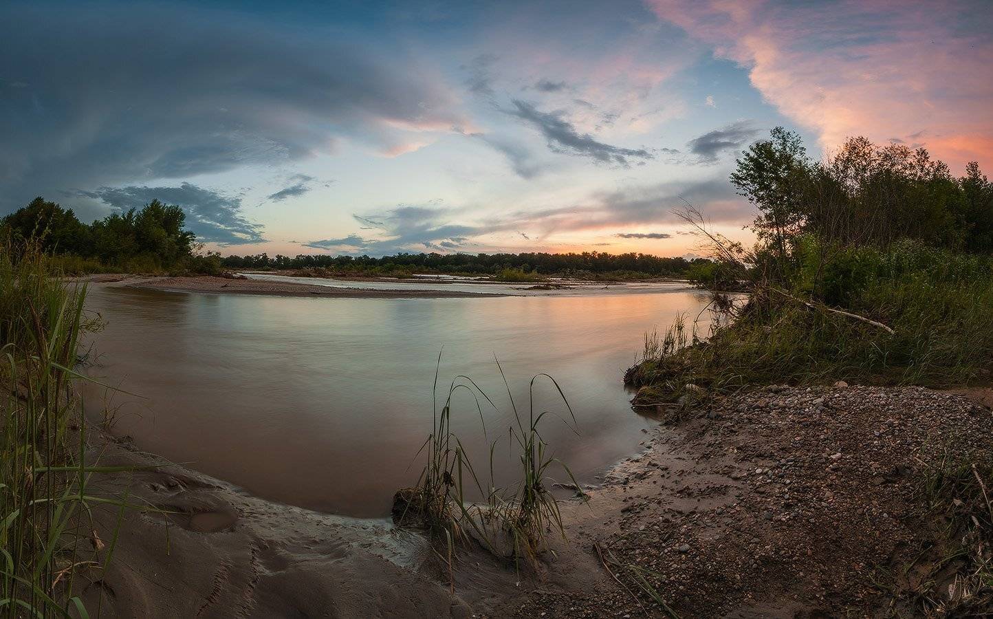 лето, июнь, тихий, вечер, река, лаба, Николай Мысливцев