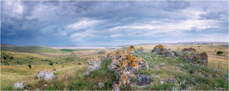 День, Камни, Керчь, Крым, Небо, Озеро, Панорама, Пейзаж ...Чокракские Просторы... фото превью