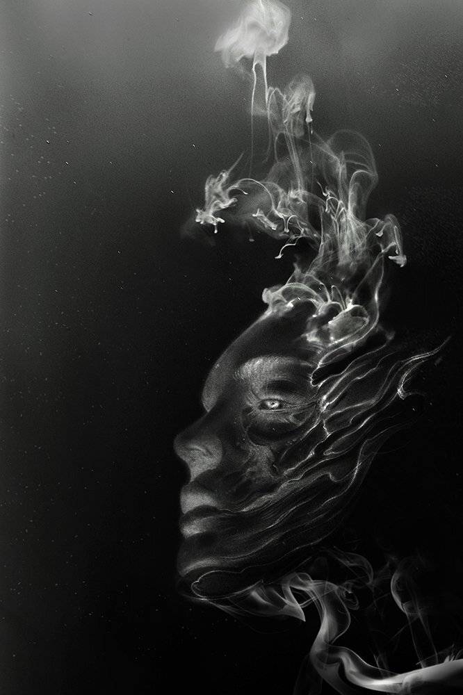 Black, Black and white, Canon, Face, Fantasy, Water, Камилла Камилла