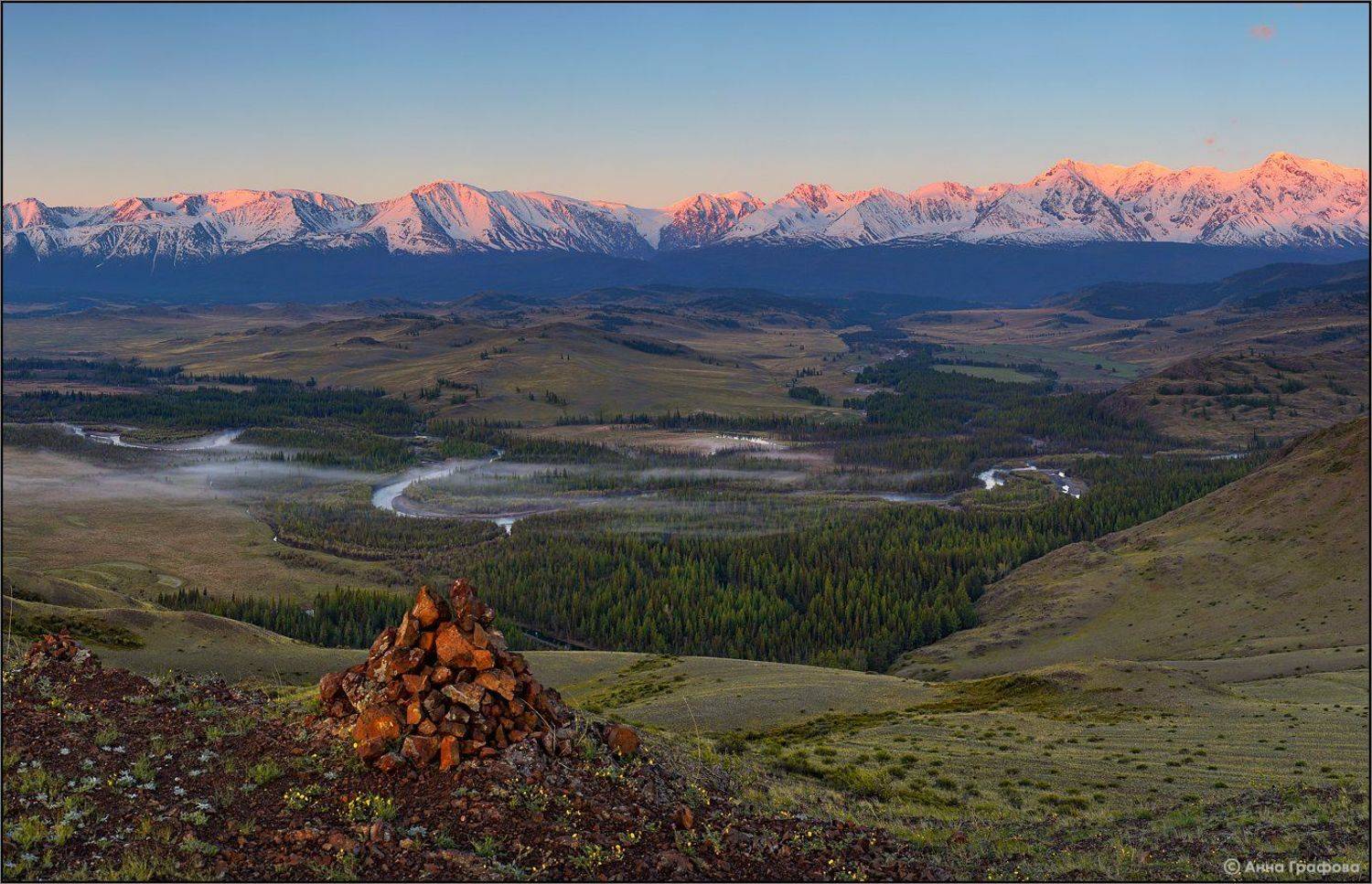 Алтай, Аня графова, Горный алтай, Горы, Курайская степь, Рассвет, Северо-чуйский хребет, Аня Графова