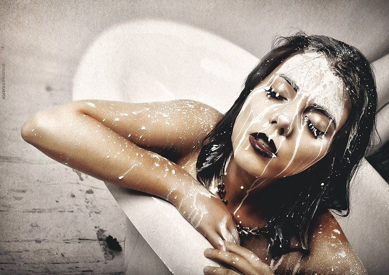 Milky way, Ванна, Девушка, Женщина, Молоко Milky Way фото превью