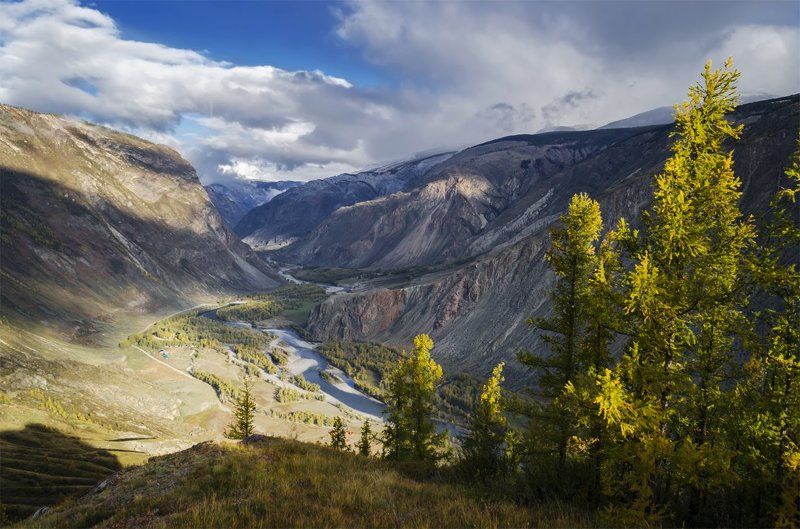 алтай, горный алтай, горы, кату-ярык, осень, панорама, пейзаж, природа, путешествие, река, сибирь, туризм, чулышман Чулышман с Кату-Ярыка. фото превью