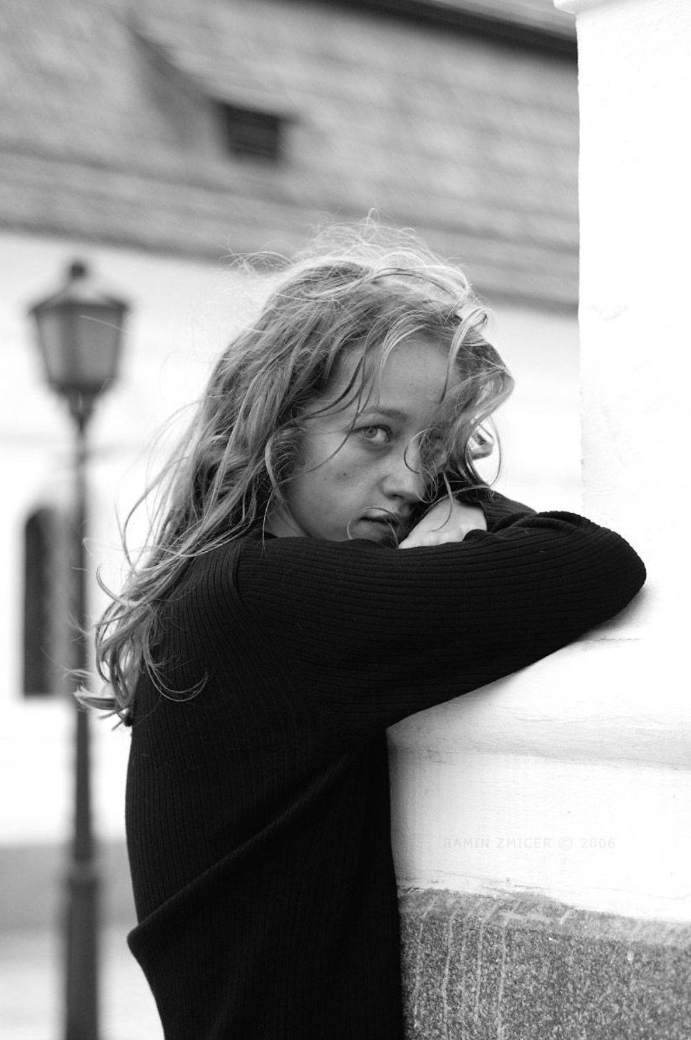 портрет, осень, девушка, чб, RAMIN ZMICER