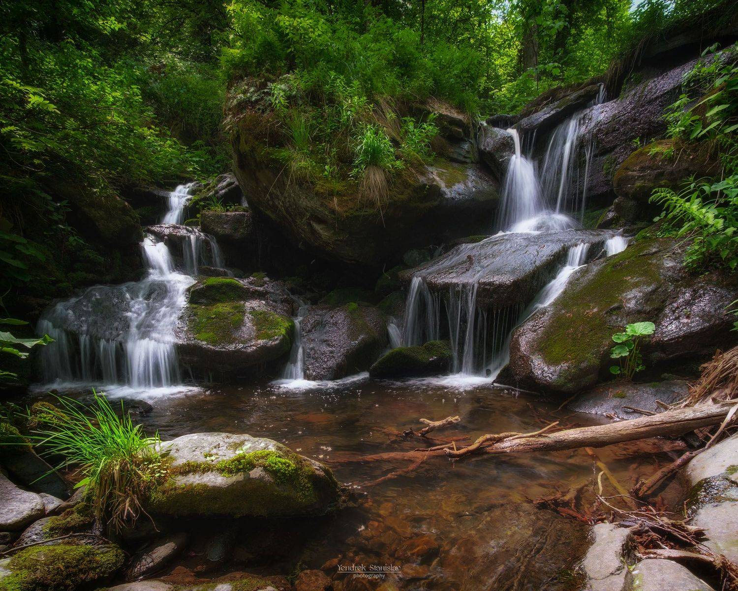 пейзаж водопад вода лес лето ручей landscape waterfall water forest summer stream, Stanislav Yendrek