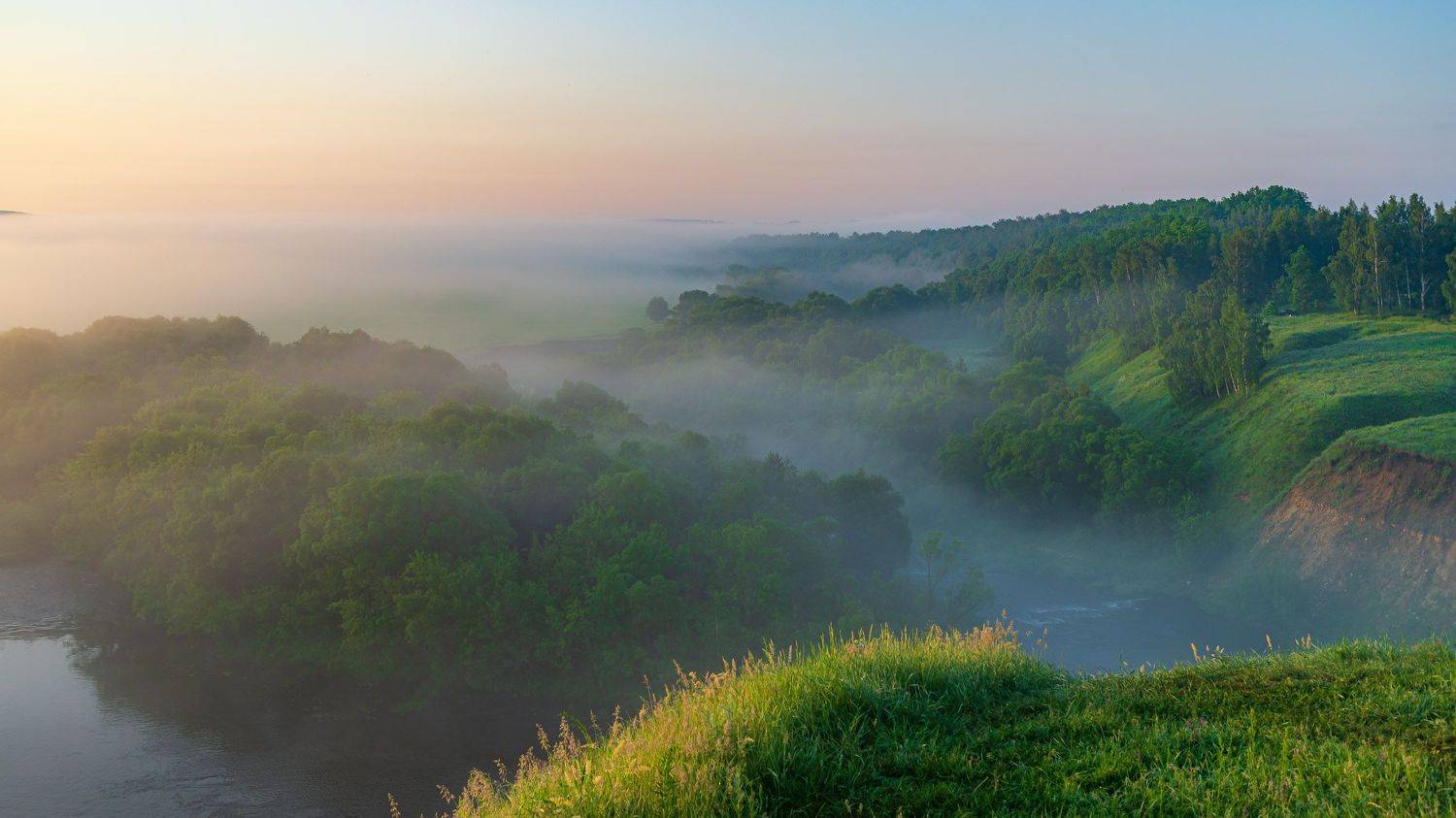 утро, туман, река, природа, россия, Исаков Дмитрий