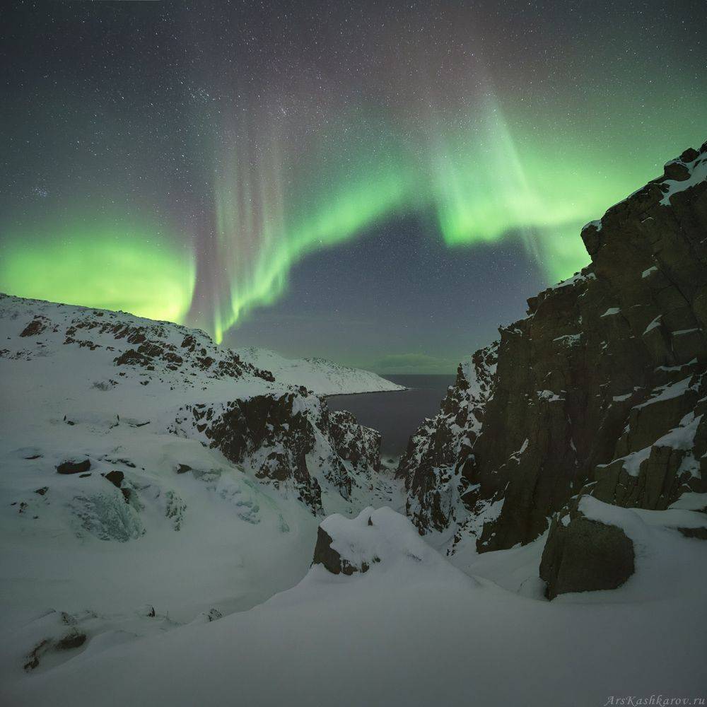северное сияние, териберка, кольский, териберский водопад, батарейский водопад, баренцево море, арктика, аврора, Арсений Кашкаров
