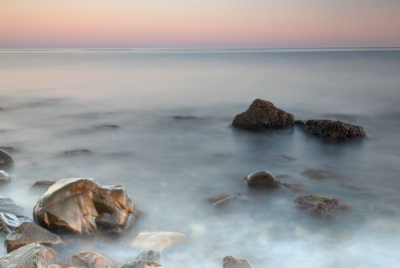 море, штиль, розовый, закат Безмолвие фото превью