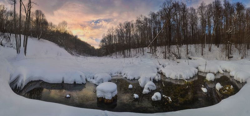 Зимний вечер у истоков Воронки фото превью