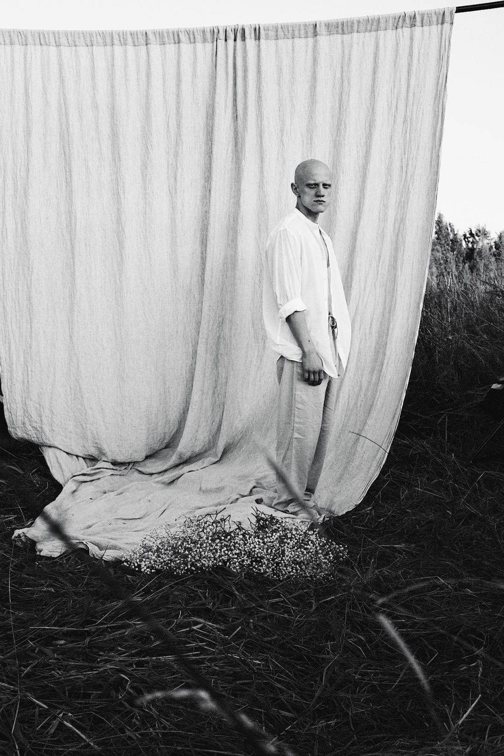 portrait, black and white, outside, Aleksandr Balakin