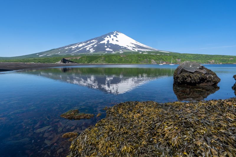 вулкан, алаид, северные курилы, курильские острова, острова атласова, отражение, volcano, kuril islands, reflection Вулкан Алаид фото превью
