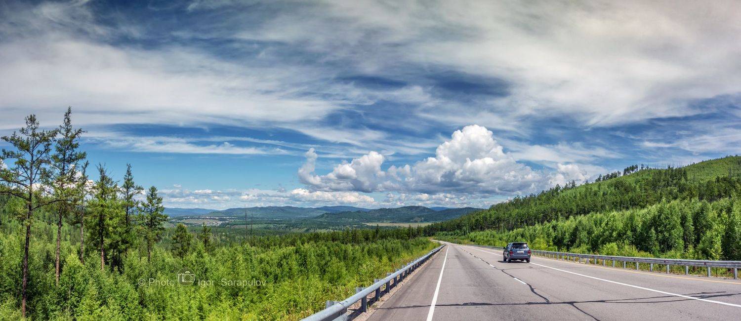 трасса, путь, рубеж, россия в моих фото, россия в кадре, россия, путешествия по россии, путешествия на автомобиле, путешествия,  пейзаж, панорама, небо, м-58, ландшафт, забайкальский край, дорога, даль, горы, автотрасса,, Сарапулов Игорь