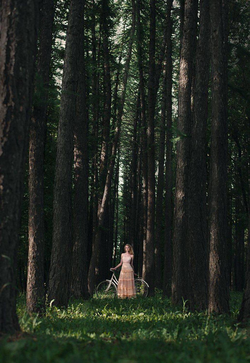Bicycle, Forest, Girl, Summer, Wood, Роман Филиппов