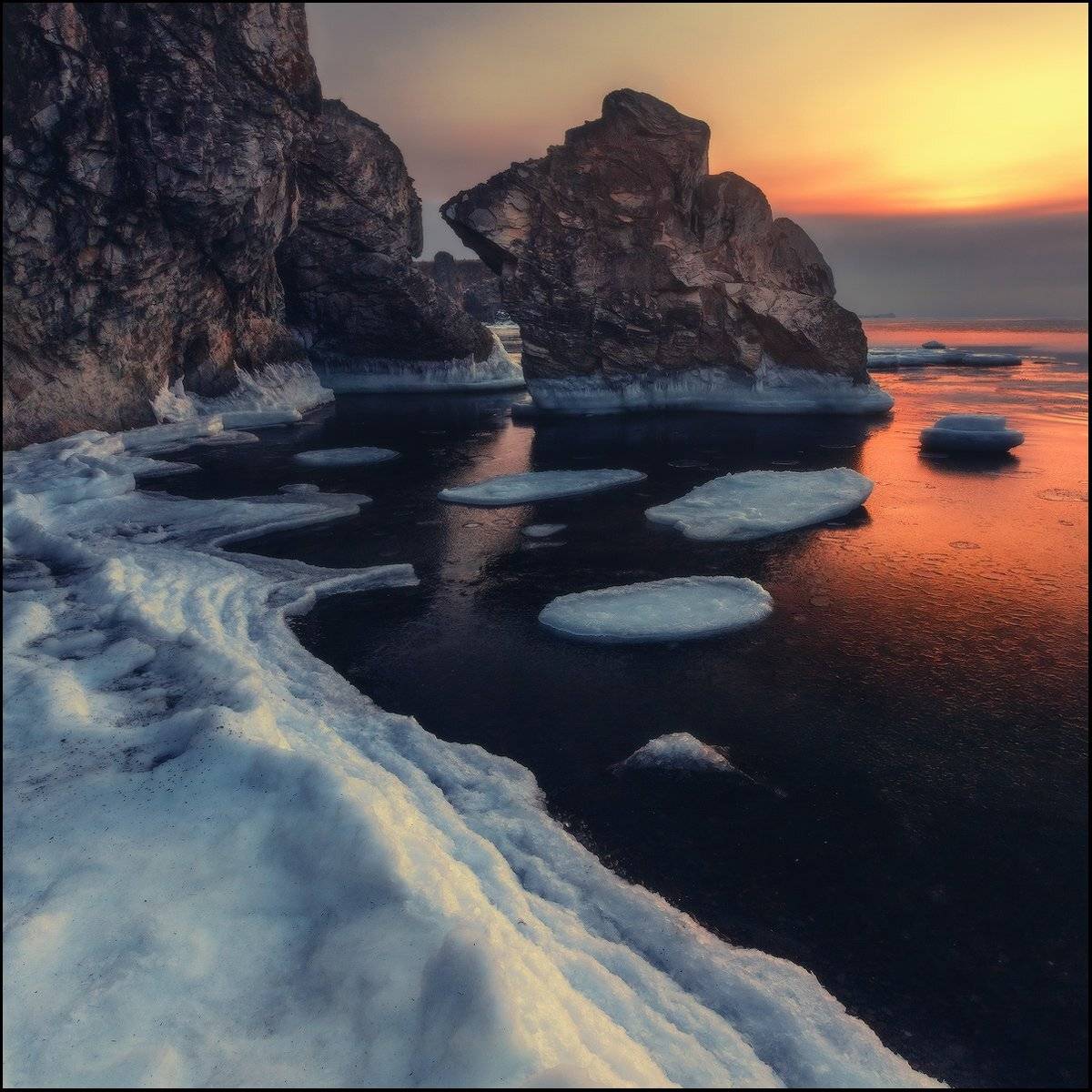 Весна, Восход, Лёд, Скалы, Утро, Андрей Кровлин