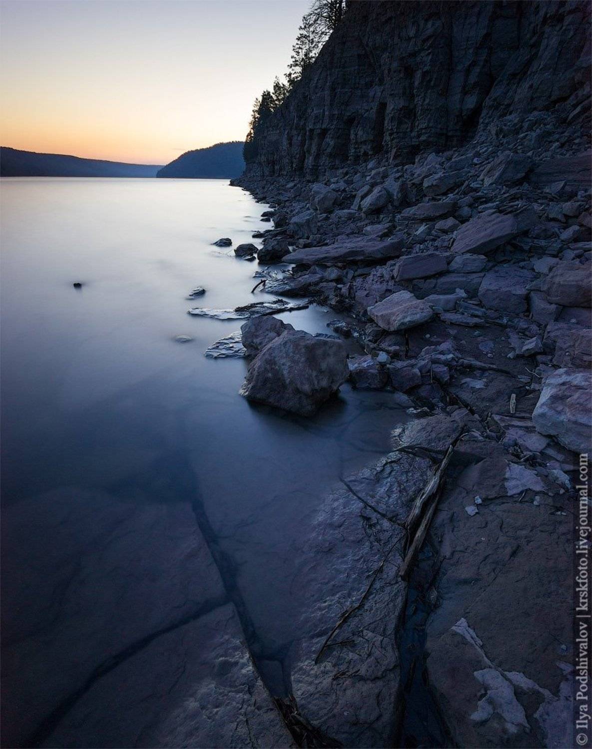 Вечер, Вода, Длинная выдержка, Закат, Красноярское море, Илья