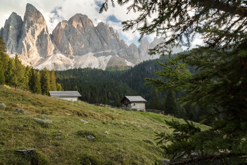 домик; лес; горы; пики; тропа; доломиты Hidden from everyone фото превью