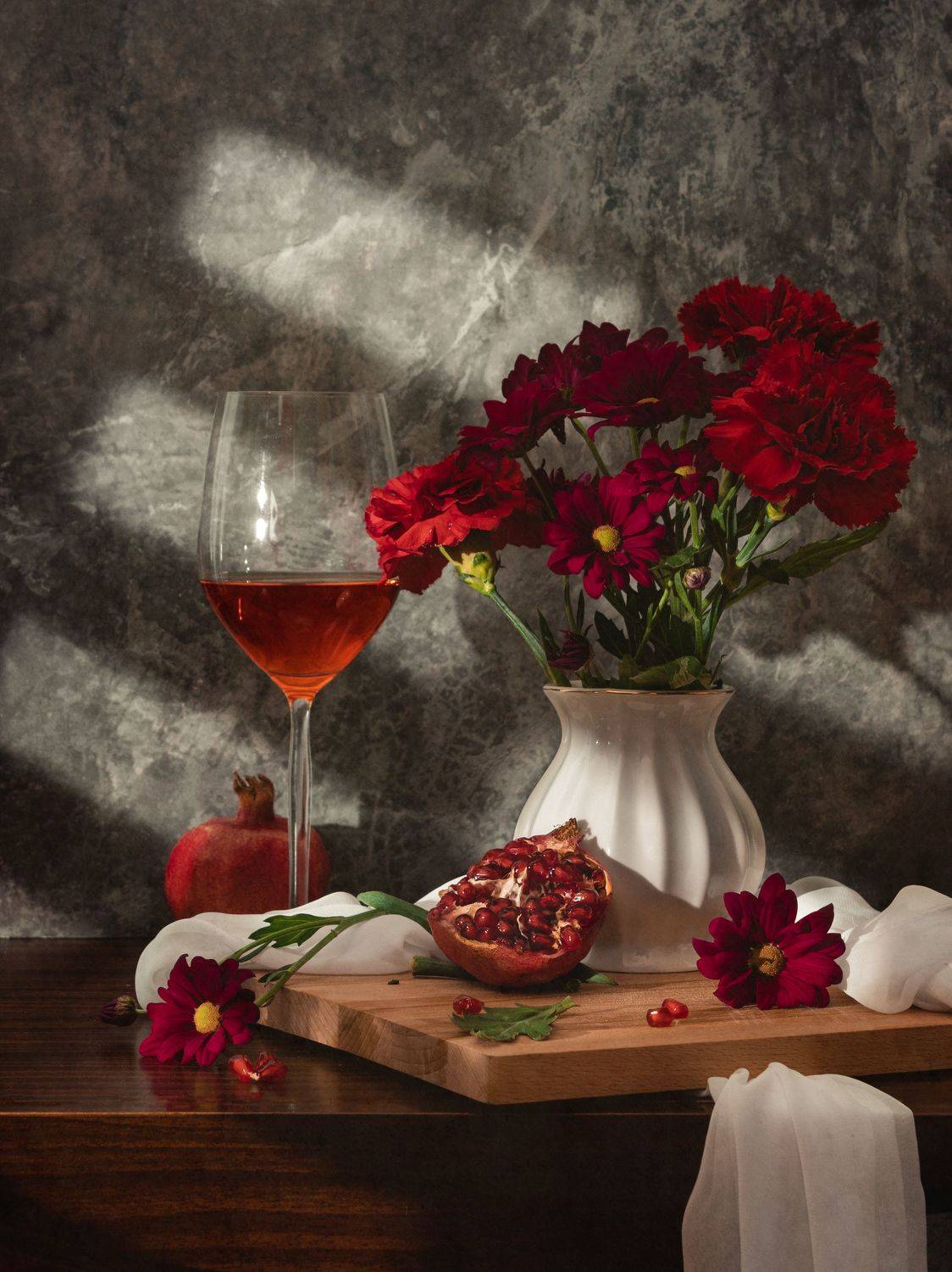 натюрморт, гранат, гвоздика, вино, Ольга Репина