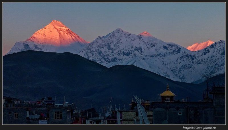 непал, гималаи, горы, дхаулагири 8 км рассвета фото превью