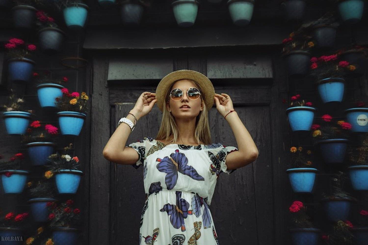 Girl, Glasses, Hat, Portrait, Колбая Александр