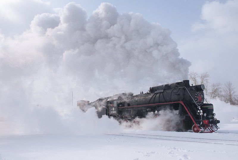 Железная дорога, Л-3653, Лебедянка, Паровоз На всех парах фото превью