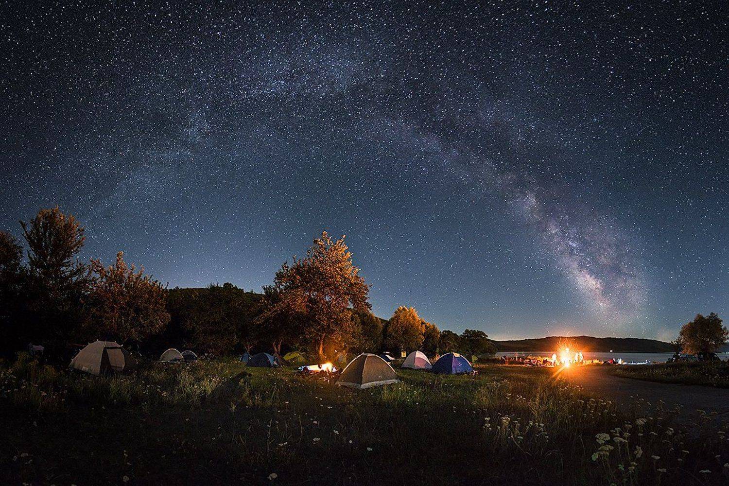 Camp, Dam, Fire, Lake, Milky way, Night, Stars, Симеон Патарозлиев