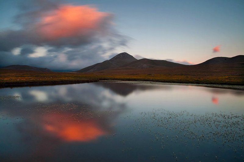 Cloud, lake, Mountain, Sunset, Water Reflection фото превью