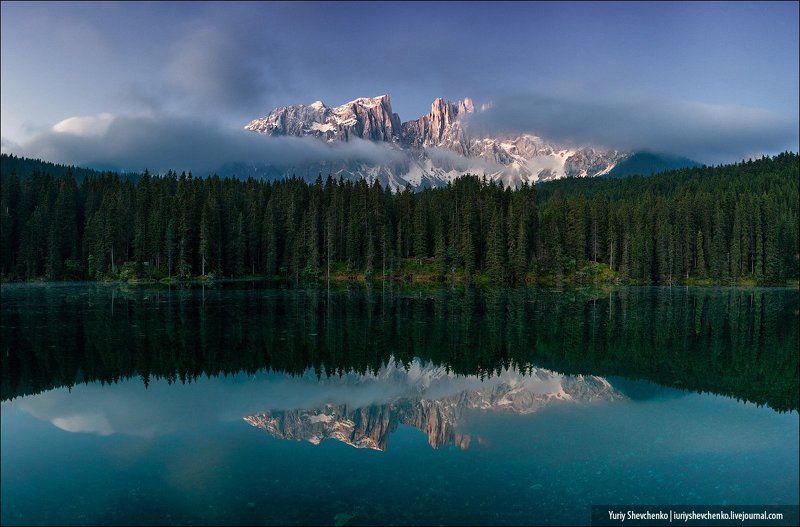 Доломиты, Италия, Озеро, Утро Silent reflection. фото превью