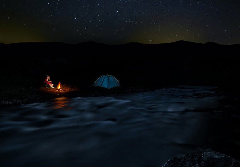 Горы, Звезды, Карпаты, Костер, Палатка, Река, Романтика Карпаты фото превью