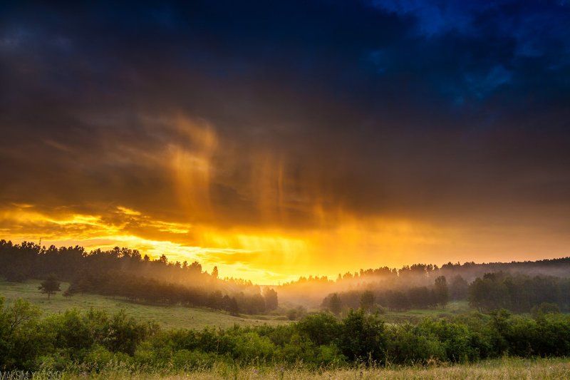Dawn, Fog, Landscape, Morning, Nature, Sun, Sunrise, Кемеровская область, Керлегеш, Лес, Лето, Небо, Облака, Пейзаж, Прокопьевск, Рассвет, Солнце, Туман Рассвет в Керлегеше. фото превью