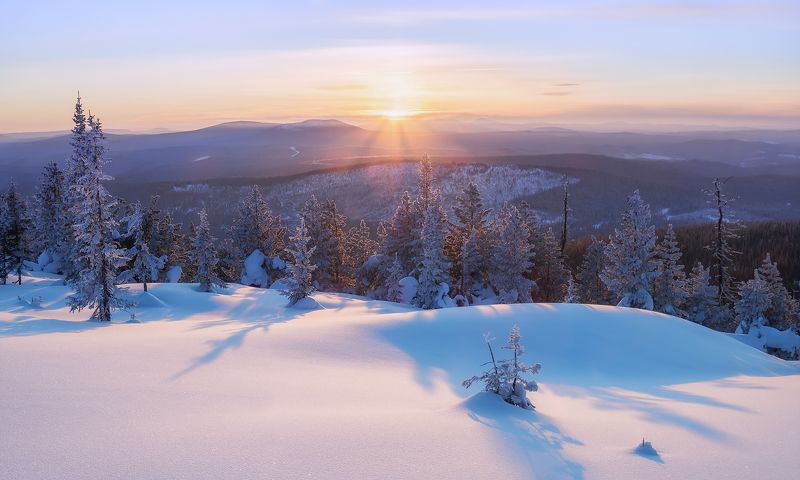 ...Зимний закат на горе Аргыджек... фото превью
