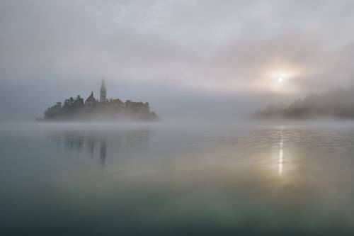 Morning fog on Bled