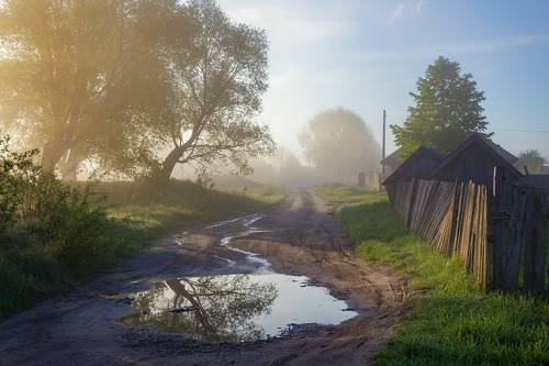 Тихо утром в деревне