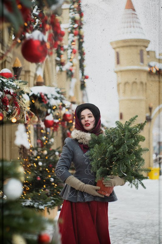Портрет, фотосессия, зима, новый год, гирлянда, огоньки, елка, город, праздник, 19 век, гелиос Полина ... Новый год фото превью
