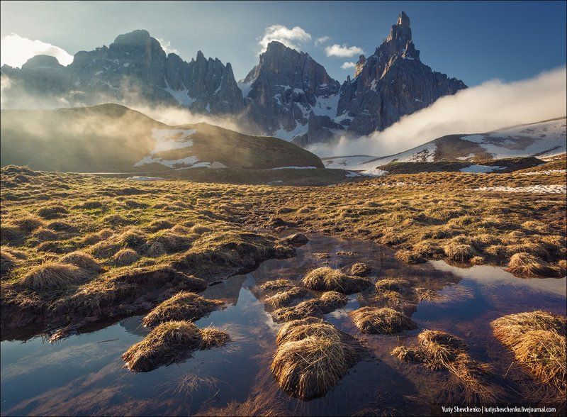 Baita Segantini, Горы, Доломитовые Альпы, Доломиты, Италия, Рассвет Spirit of the Dolomites. фото превью